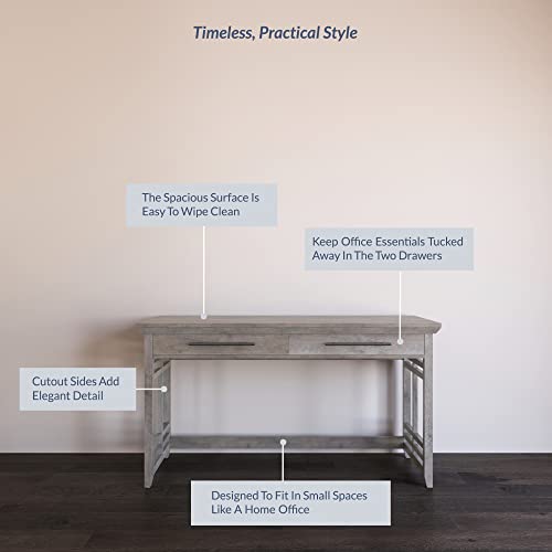 BELLEZE Modern Simple Home Office Computer Laptop Writing Desk Wood Study Table Workstation with Drawers - 55 Inch - Norrell (Gray Wash) BELLEZE