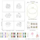 INFUNLY 6 PCS Book and Flower Embroidery Kits for Beginners DIY Cross Stitch Starter Sets for Adults with Instructions Book Cacti Pattern Birds Needlepoint Kits with Embroidery Cloth Hoops Tools