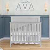 Dream On Me Ava 4-in-1 Convertible Mini Crib in Pebble Grey, 635-PG, Greenguard Gold Certified, Non-Toxic Finish, Comes with 1" Mattress Pad, with 3 Mattress Height Settings Dream On Me