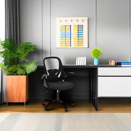 Primy Office Chair Ergonomic Desk Chair with Flip up Armrests Swivel Breathable Desk Mesh Computer Chair with Adjustable Lumbar Support and Height for Conference Room (Black) Primy