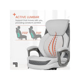 Sharper Image S600 Active Lumbar Ergonomic Bonded Leather Swivel Executive Massage Chair, White/Gray LS LIVING STYLE