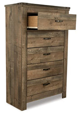 Signature Design by Ashley Trinell Rustic 5 Drawer Chest of Drawers with Nailhead Trim, Warm Brown Signature Design by Ashley