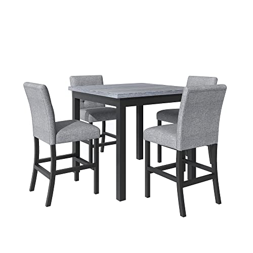 Bellemave 5 Piece Counter Height Dining Table Set for 4 High Top Square Kitchen Table and Chairs Dinning Room Small Breakfast Table Set Pub Table and High-Back Chairs Set of 4.(Grey) Bellemave