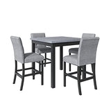 Bellemave 5 Piece Counter Height Dining Table Set for 4 High Top Square Kitchen Table and Chairs Dinning Room Small Breakfast Table Set Pub Table and High-Back Chairs Set of 4.(Grey) Bellemave