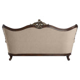 Acme Ragnar Sofa with 7 Pillows in Light Brown Fabric and Cherry Acme