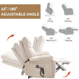 Trygoal Dual Motor Power Lift Recliner Chair, 8 Positions Vibration Massage Recliner Chair, Chenille Fabric Recliner with Cup Holder, Vibration Massage and Lumbar Heating for Adults and Elderly, Beige Trygoal