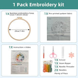 Herdiese Embroidery Kit for Beginners with Floral Garden Pattern – Easy Embroidery Kit Includes Stamped Fabric, 22 Stitches Guide, Cotton Thread, Hoop, Needles & Scissors – Craft Set