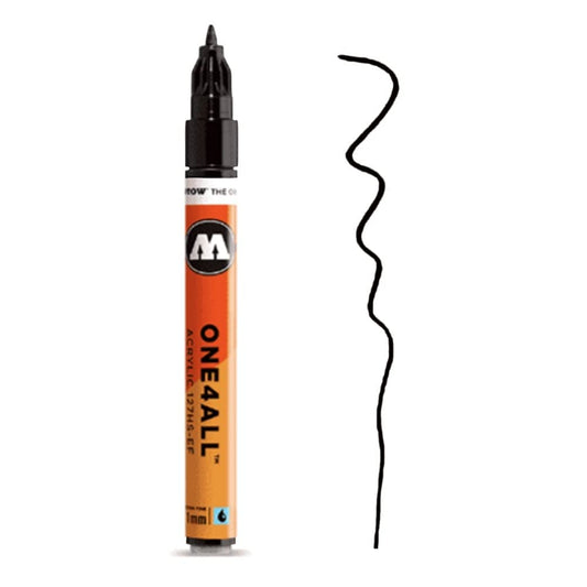 MOLOTOW ONE4ALL Acrylic Paint Marker, 1mm Extra Fine, Signal Black, 1 Each (127.101)