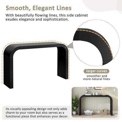 Merax Modern Entryway Table, Black Rounded Silhouette and Smooth Surface Console Table for Living Room, Hallway and Bedroom Merax