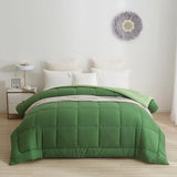 BedTreat Down Alternative Comforter Twin Duvet Insert with Corner Tabs, All Season Quilted Bed Comforter Box-Stitched Twin Comforter Olive Green and Grass Green，Machine Washable Microfiber Bedding BedTreat