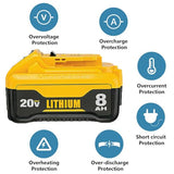 Mtatapia 2-Pack Replace for DEWALT 20V MAX* XR Battery 8.0-Ah, Replace for dewalt 20v Batteries DCB205-2 DCB206 DCB204 DCB203 DCB208, Compatible with DeWalt 20V Cordless Power Tools (2-Pack) Mtatapia