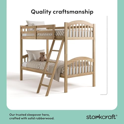 Storkcraft Long Horn Twin-Over-Twin Bunk Bed (Natural) - GREENGUARD Gold Certified, Converts to 2 Individual Twin beds Storkcraft