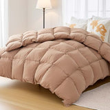 Puffy White Feather Comforter Full/Queen Size with Feathers Down Fiber Filled, All Season Feather Duvet Insert, 100% Cotton Luxury Hotel Collection, 8 Corner Loops Vexino