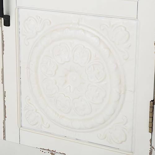 Christopher Knight Home Alana Firwood Cabinet with Faux Wood Overlay, Distressed White / Brown - WoodArtSupply