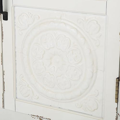 Christopher Knight Home Alana Firwood Cabinet with Faux Wood Overlay, Distressed White / Brown - WoodArtSupply