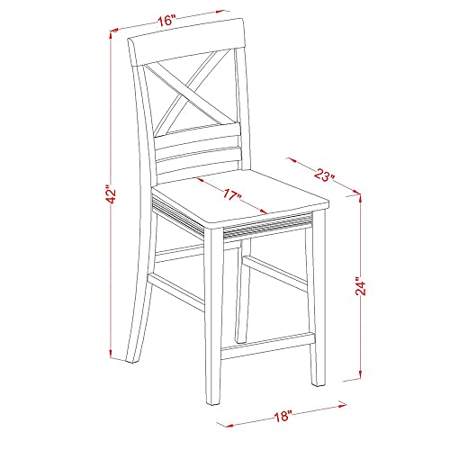 East West Furniture QUS-BLK-W Counter Bar Stool-Pub Height Wooden Chairs, Set of 2, Black & Cherry East West Furniture