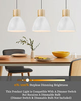 ELYONA Modern Pendant Light Fixtures, 10.2” Hammered Metal & Rubber Wood Island Hanging Lamp, Adjustable Height, Pendant Lighting for Kitchen,Farmhouse Bar,Dining Room,Bedroom, Nordic White ELYONA