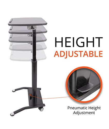 Stand Up Desk Store Pneumatic Adjustable Height Tilting Laptop Lectern Speakers Podium (Black, 25.5" Wide) S Stand Up Desk Store