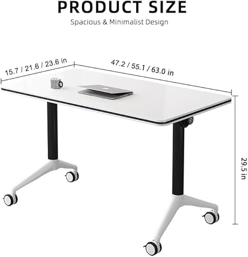 JQUZPCV Conference Table Foldable Meeting Tables, Mobile Training Table with Wheels, Flip Top Rolling Seminar Meeting Table for Office,Meeting Room,classr (Grey, 63×23.6×29.5in) JQUZPCV