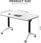 JQUZPCV Conference Table Foldable Meeting Tables, Mobile Training Table with Wheels, Flip Top Rolling Seminar Meeting Table for Office,Meeting Room,classr (Grey, 63×23.6×29.5in) JQUZPCV