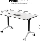 LISDERGOD Conference Table Foldable Meeting Tables, Mobile Training Table with Wheels, Flip Top Rolling Seminar Meeting Table for Office,Meeting Room,classr (White, 63×23.6×29.5in) LISDERGOD