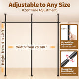 Room Divider for Room Separation,4-10ft(H) 28-140inch(W) Adjustable Temporary Privacy Wall Divider, Tension Curtain Rods No Drilling, Heavy Duty Partition Space Separator Freestanding,Black Daurore paw