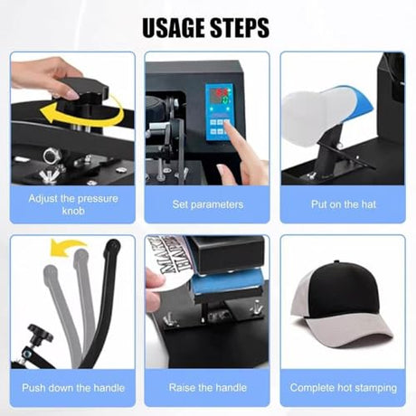 VHLVHL Hat Press Machine - Heat Press Machine for Caps, Dual Platens with Cap Stretcher, Precise Digital Temperature & Timer Control for Heat Transfer Vinyl and Sublimation VHLVHL