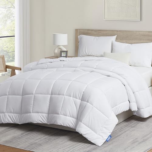 Nestl Quilted Down Alternative Comforter - Twin XL Size, All Season White Duvet Insert with Corner Tabs Nestl