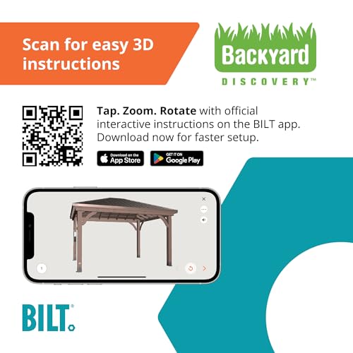 Backyard Discovery Barrington 14 ft. x 12 ft. Hip Roof Cedar Wood Gazebo Pavilion, Shade, Rain, Hard Top Steel Metal Roof, All Weather Protected, Wind Resistant up to 100 mph, Holds up to 10650 lbs Backyard Discovery