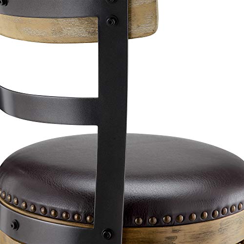 Ball & Cast Swivel Counter Height Barstool 24 Inch Seat Height Light Brown Set of 1, Brown Seat Ball & Cast