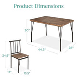 Best Choice Products 5-Piece Metal and Wood Indoor Modern Rectangular Dining Table Furniture Set for Kitchen, Dining Room, Dinette, Breakfast Nook w/ 4 Chairs - Drift Brown Best Choice Products