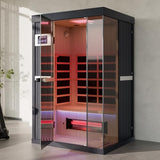 DAIMOT 2-Person Full Spectrum Sauna, 1990W 120V with 12"*12" Red Light Therapy, 2 Speakers, Indoor Dry Sauna for Home & Gym, Canadian Hemlock Wood DAIMOT