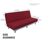 MAXIJIN Jacquard Futon Cover Stretch Armless Futon Sofa Cover Soft Futon Slipcover with Elastic Bottom Thick Sofa Bed Furniture Protector Covers, Machine Washable (Wine Red) MAXIJIN