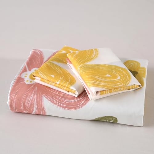 MAG 3pcs Floral Bedding Duvet Cover Set Twin,Boho Duvet Cover Colorful,Flower Duvet Cover Set for Toddler, Kids, Girls, Super Cute Microfiber (no Comforter) (Yellow, Twin) MAG