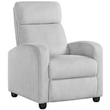 Yaheetech Recliner Chair Corduroy Recliner Sofa with Lumbar Support High-Density Foam & Pocket Springs, Push Back Armchair for Living Room Bedroom Home Theater Light Gray