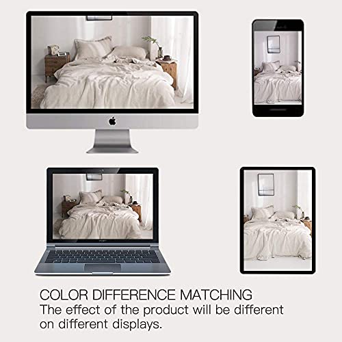 Simple&Opulence 100% Washed Linen Duvet Cover Set with Embroidered,3 Pieces Soft Farmhouse Comforter Set with Button Closure,1 Duvet Cover and 2 Pillowshams(King,Natural Linen) Simple&Opulence
