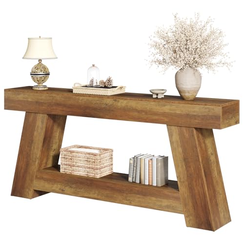 Tribesigns 70.9 Inch Long Console Tables, Farmhouse Entryway Table with Storage, 2-Tier Sofa Table Behind Couch for Entrance, Hallway, Living Room (Rustic Brown) Tribesigns