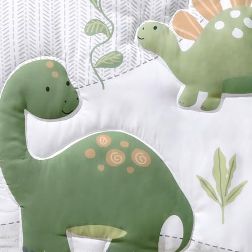 The Peanutshell 3 Piece Baby Crib Bedding Set for Boys - Newborn, Infant & Toddler Nursery Bed Set Decor with Fitted Crib Sheet, Dust Ruffle Comforter - Dinosaur Dreams The Peanutshell