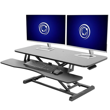 VIVO 42 inch Desk Converter, K Series, Height Adjustable Sit to Stand Riser, Dual Monitor and Laptop Workstation with Wide Keyboard Tray, Black, DESK-V042KB VIVO