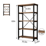 5-Tier Vintage Industrial Solid Wood Bookshelf with Metal Frame AY-AOYUAN