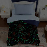 Toddler Bedding Set - 4 Pieces Toddler Comforter Set for Kids Boys, Glow in The Dark Space Bed in A Bag with Sheets Kaleido Space