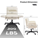 Bestier Criss Cross Office Chair with Flip-Up Arms, Vanity Comfy Chair with Thick Cushion & Wheels, Cross Legged Office Chair for Home Office, Bedroom, Beige Velvet Bestier