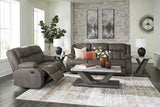 Signature Design by Ashley First Base Contemporary Faux Leather Manual Reclining Sofa, Gray Signature Design by Ashley