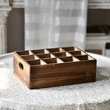 Sintosin Farmhouse Wooden Storage Crate for Decoration 13 x 10 inches, Rustic Beer Holder Box, Wood Crate Box for Crafts, Beverage Serving Caddy with Carrying Handles, 12 Individual Slots Sintosin