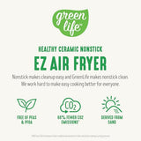 GreenLife 4.5QT Mechanical Air Fryer, PFAS-Free Ceramic Nonstick Crisper Drawer, Adjustable Temperature Timer Dial, LED Indicator, Holiday Gifting, Dishwasher Safe, Compact Kitchen Essential, Graphite GreenLife