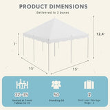 EROMMY 15x15ft Pole Party Tent, Heavy Duty Outdoor Canopy with Carry Bags, Large White Event Tent for 40 People, Ideal for Parties, Weddings, and Gatherings EROMMY