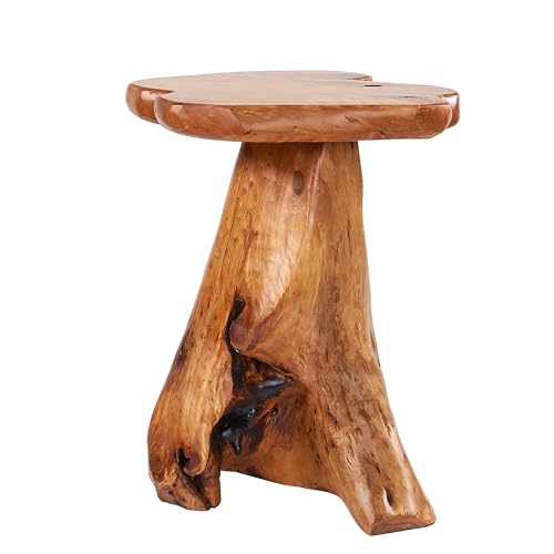 Warmaxx Natural Irregular Shape Tree Stump End Table Plant Stand 14"x13"x18"H Solid Cedar Wood Outdoor Rustic Sit Foot Stools Live Edge Coffee Side Table Living Room Bedroom Outdoor Garden Warmaxx