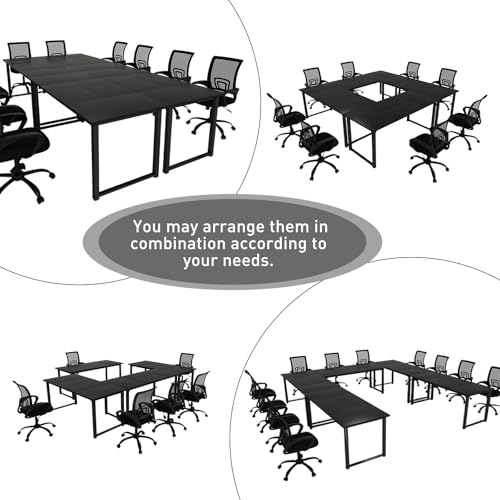 Bonzy Home 18FT Conference Table Set of 6, Modern Large Meeting Table Office Desks for 22 Person, Long Rectangle Table with Sturdy Metal Frame, 213" D x 64" W x 30" H, Black Bonzy Home