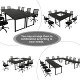 Bonzy Home 18FT Conference Table Set of 6, Modern Large Meeting Table Office Desks for 22 Person, Long Rectangle Table with Sturdy Metal Frame, 213" D x 64" W x 30" H, Black Bonzy Home
