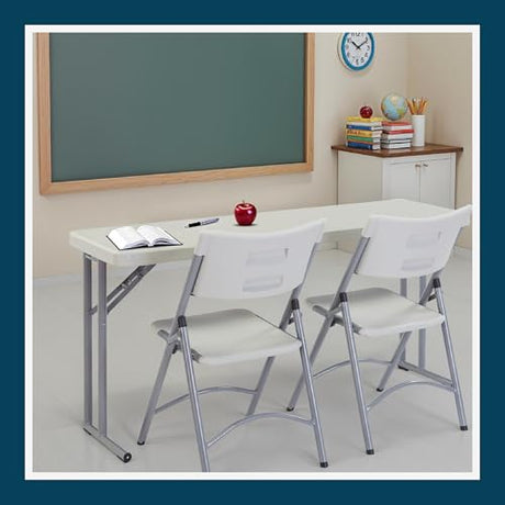 OEF Furnishings OEFBT-SEM1896 Commercial-Grade Premium Industrial Seminar Folding Table with Thick Blow-Molded Top and 16-Gauge Cantilever Steel Legs (Seminar, 18" × 96", Speckled Gray Top) OEF Furnishings